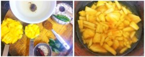 Pineapple pachadi preparation steps 1&2