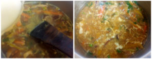 Hot and sour chicken soup preparation steps 8&9