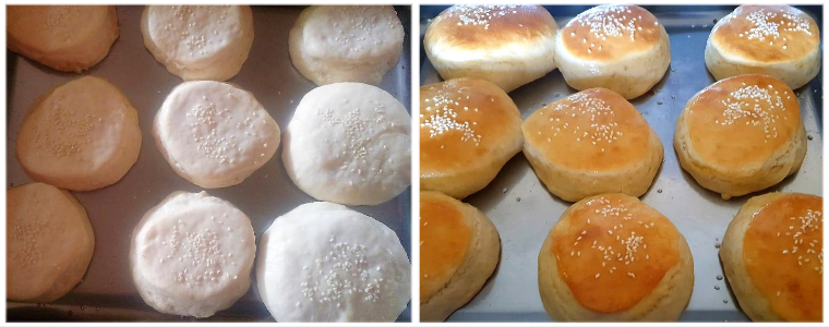 Eggless no knead burger bun prep steps 11&12