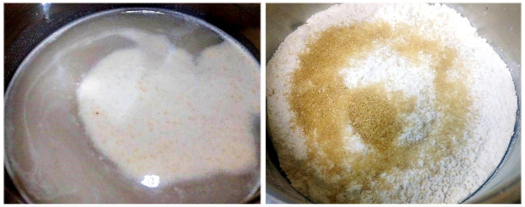 Eggless no knead burger bun prep steps 1&2