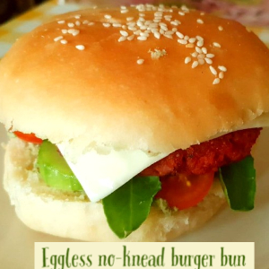 Eggless no-knead burger bun thumbnail