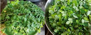 Murungai keerai poriyal prep step 1